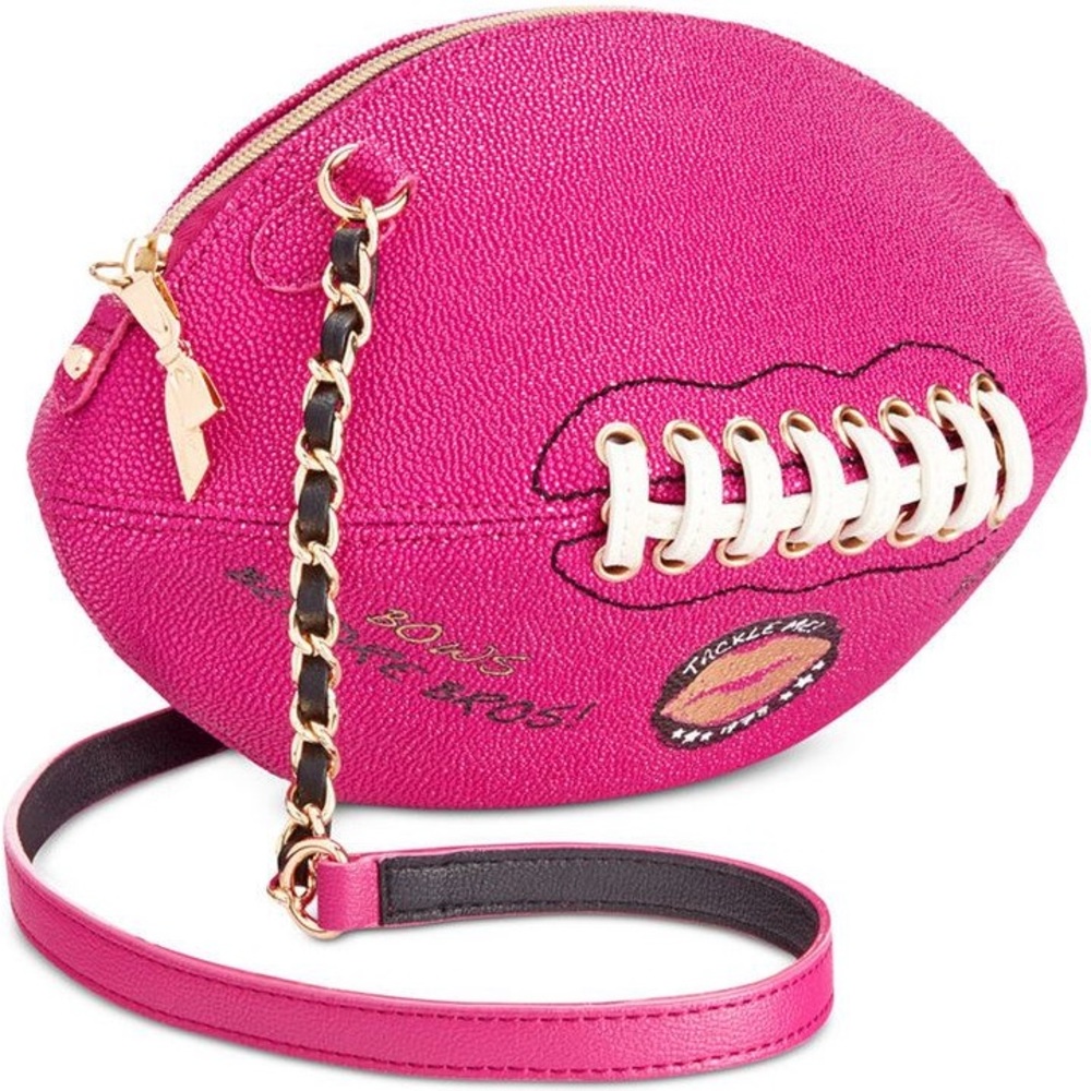 Betsey Johnson Metallic Pink Kitsch Football Purse